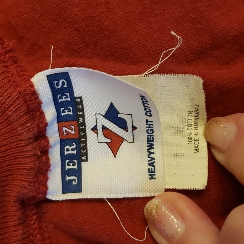 Vintage Jerzees Single Stitch Sleeveless Tank Tee Muscle Shirt Red Lg 45 Chest - Picture 4 of 9